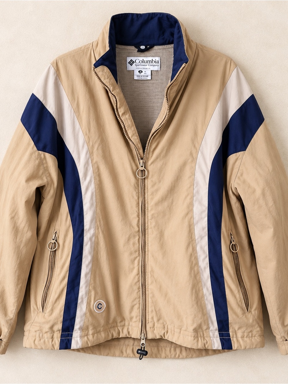Columbia Tan, Navy & Cream Colorblock Performance Jacket
